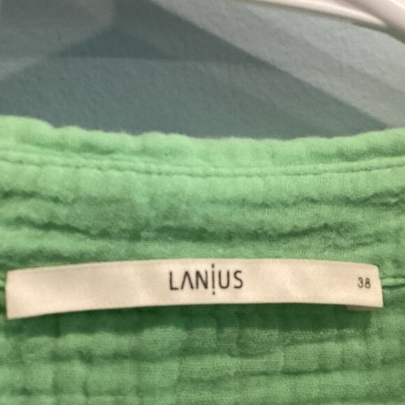 Lanius Womens Gauzy Button Up Top Size 38 Medium Organic Cotton Slime Green Fall - Picture 3 of 11
